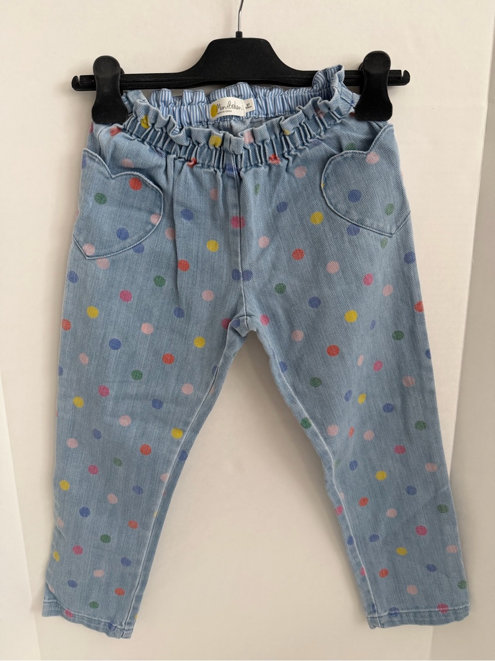 Mini Boden Light Blue Polka Dot Girls' Jeans - Multicolor Dots Size 8